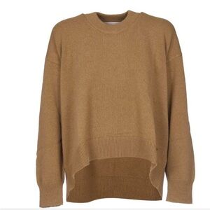Michael Kors Womens Drop Shoulder Camel Hi-Lo Sweater